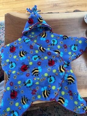 Kids Hooded Fleece Star Jacket - Blue Bug Print